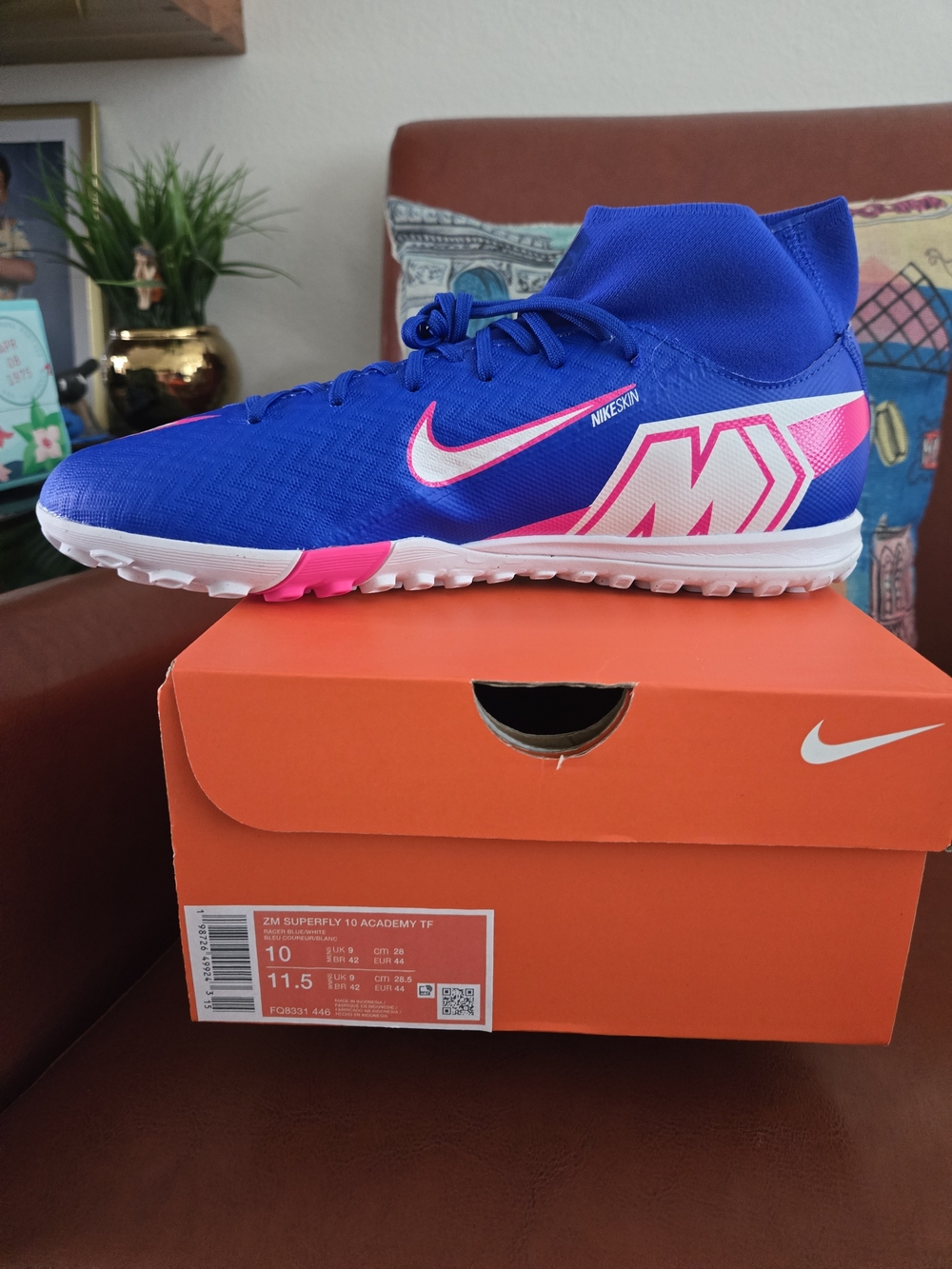 Nike Royal Blue and Hot Pink Turf Soccer Shoes